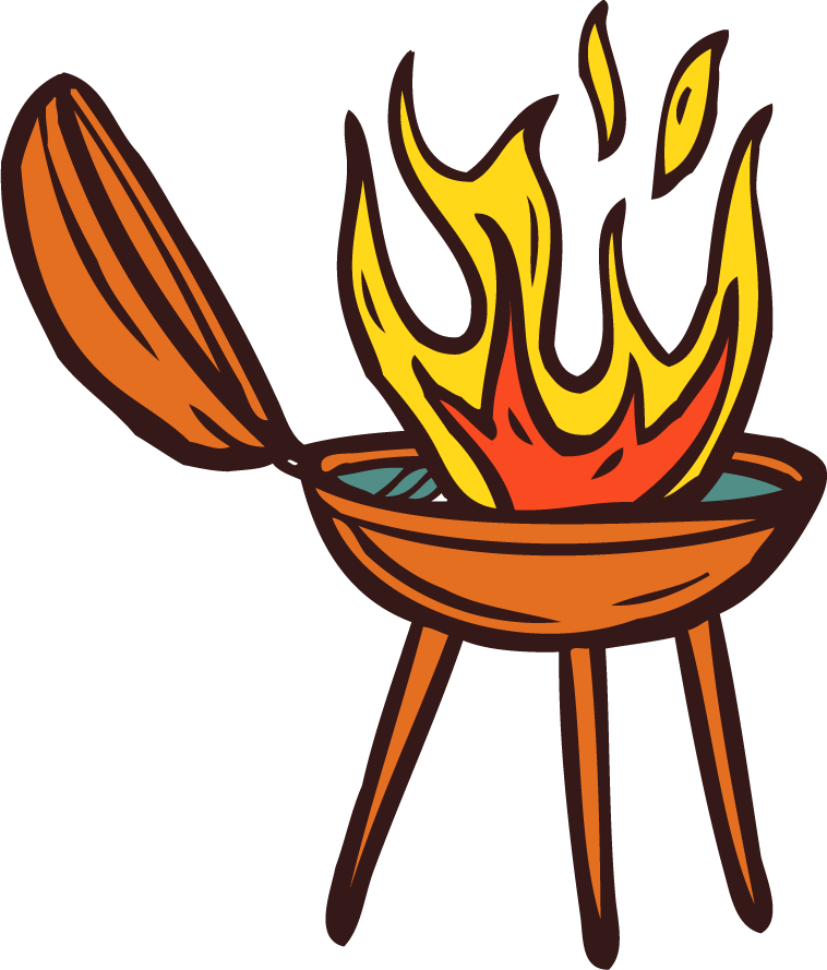 bbq grill colored icons food vegetables