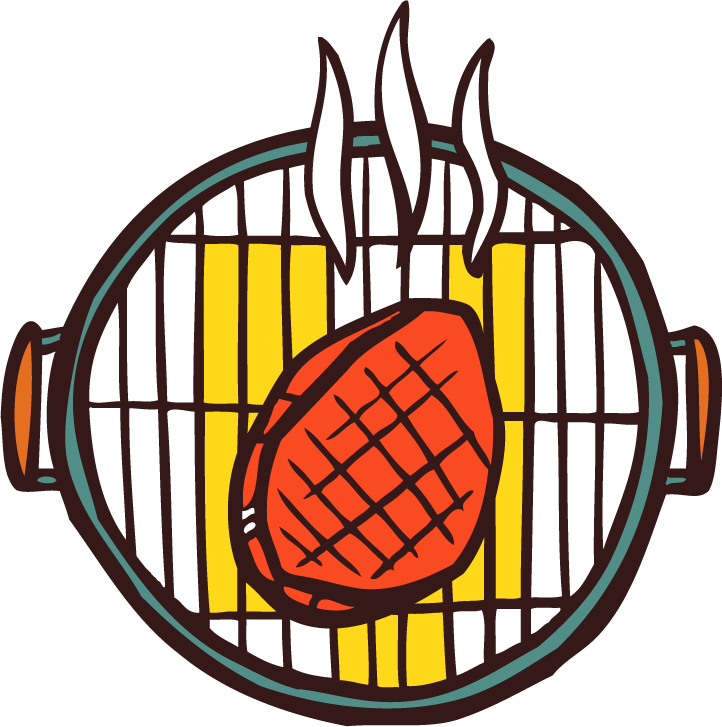 bbq grill colored icons food vegetables
