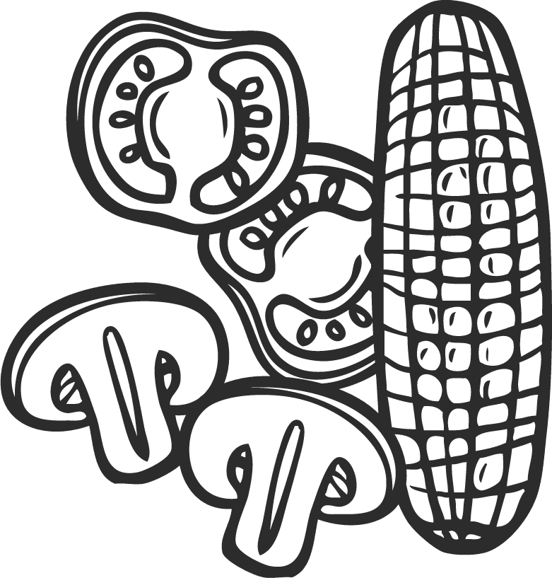 bbq grill icons food vegetables featuring corn and mushrooms for summer cookouts