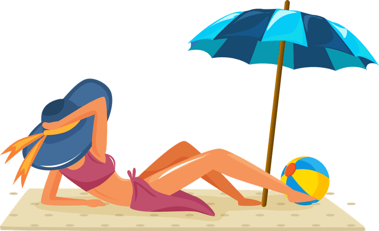 beach goer relaxing girl icons beach vacation sketch cartoon characters