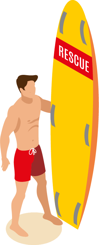 beach lifeguards inventory isometric binocular loudspeaker umbrella surfboard chair with flag