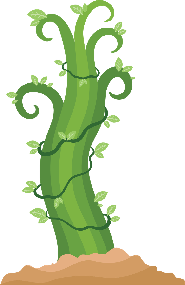 simple beanstalk illustration with swirling vines and bright green leaves for playful themes