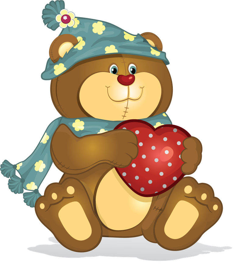 adorable cartoon bear valentine animal holding heart in cozy winter style