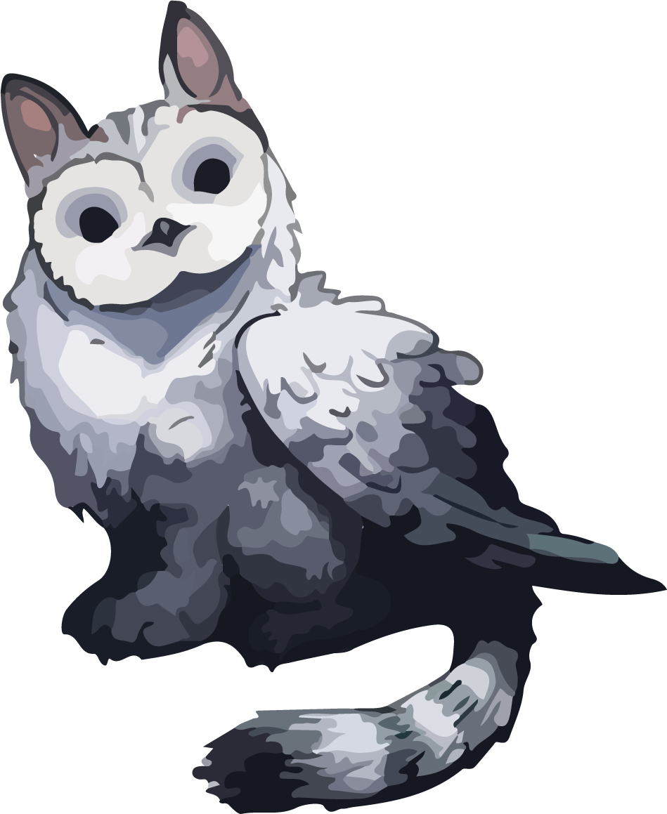 beast owl cat winged animal vector
