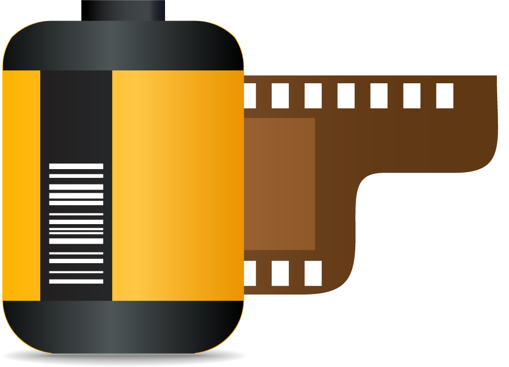 beautiful and practical icon vector of a classic film canister with film strip