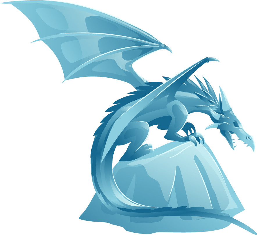 beautiful ice cube clipart vector featuring a majestic dragon perched gracefully