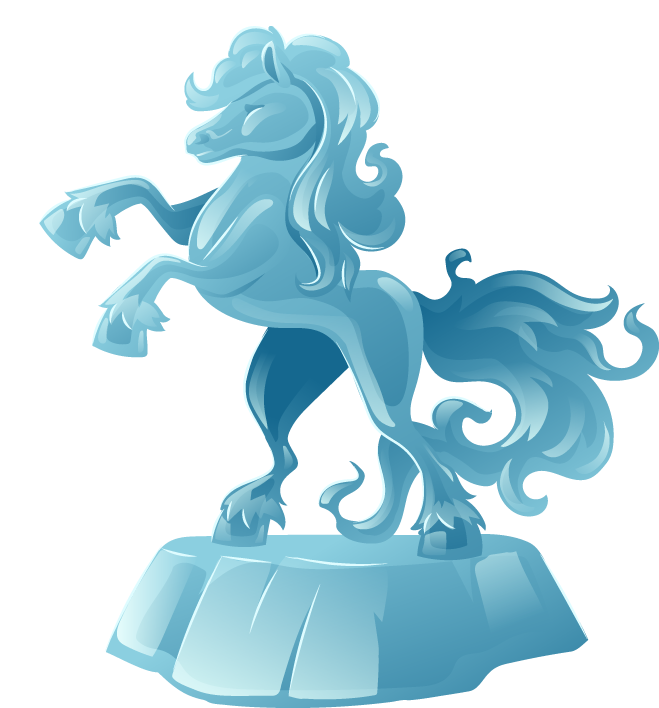 beautiful ice cube clipart vector horse statue with elegant curves and vibrant color