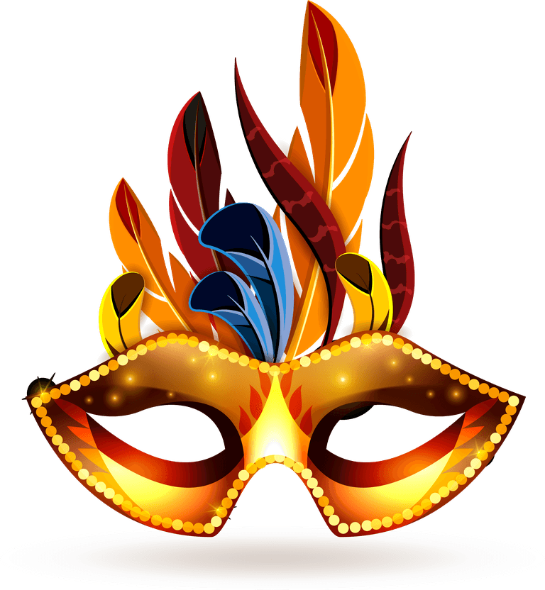 beautiful mask mask icons set with vibrant colors and intricate feather details for festive events