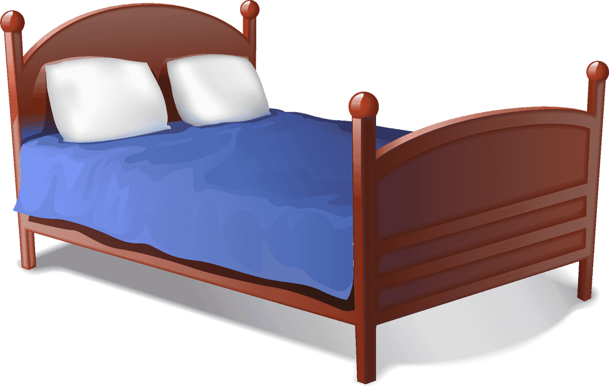 bed furniture double vector with cozy blue bedding and soft pillows for any bedroom