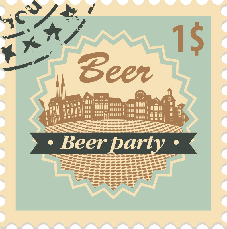 beer postal stamps template vector for beer-themed events and celebrations