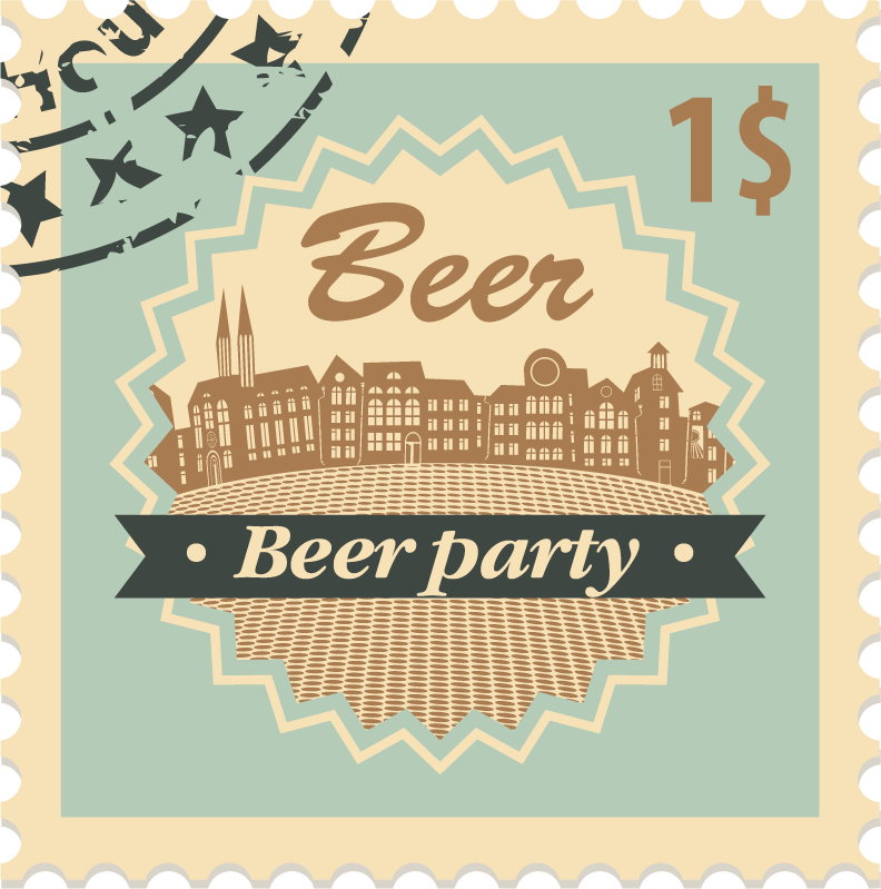 beer postal stamps template vector for beer-themed events and celebrations