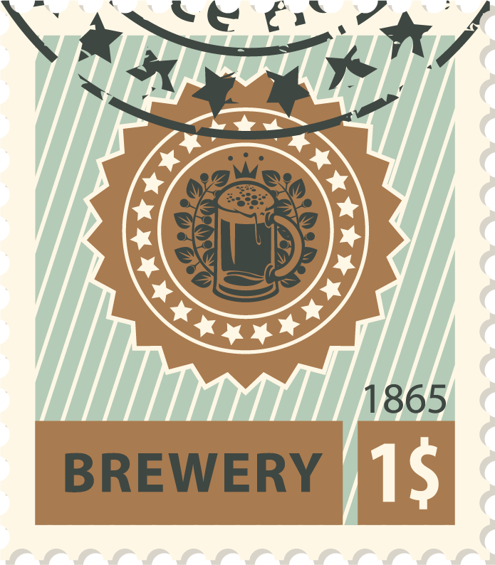 beer postal stamps template vector with vintage style for brewery enthusiasts