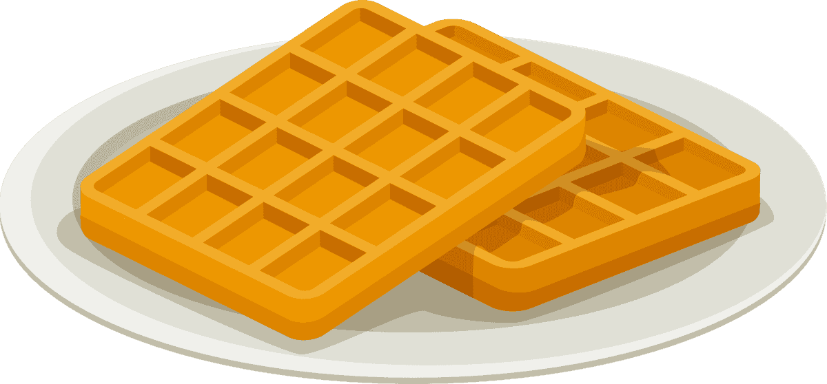 delicious belgium flat style icons representing popular waffle treats on a plate