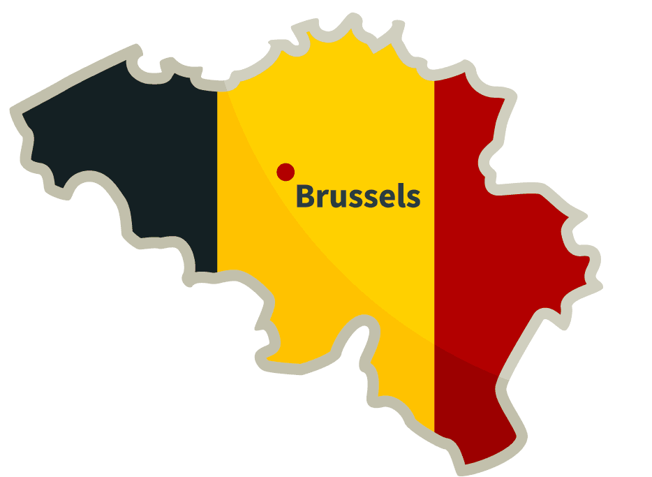 belgium flat style icons featuring customizable map with city highlights and vibrant colors