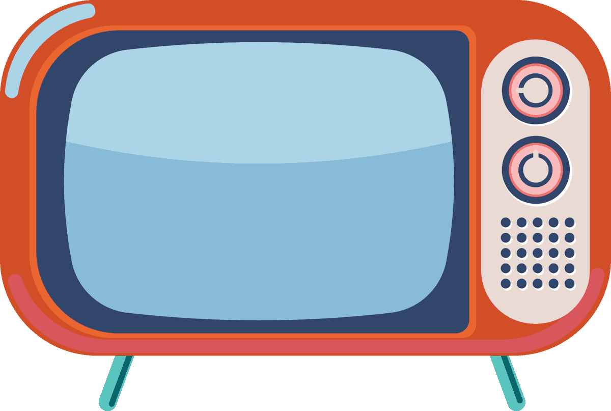 big old television illustration in a retro style for nostalgic home decor