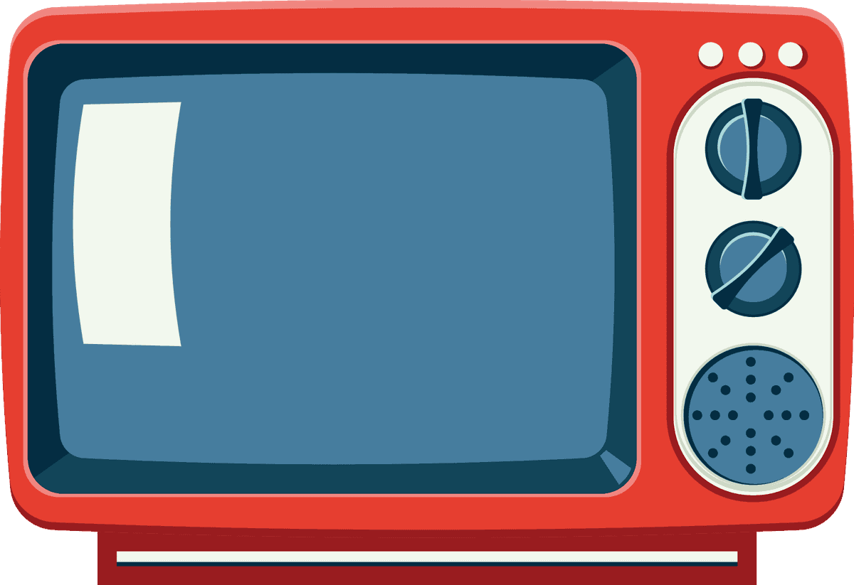 big old television illustration with retro color scheme and playful details for nostalgic decor