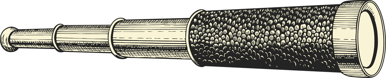 binoculars pirate skull line art with vintage style and intricate detailing for adventurous themes