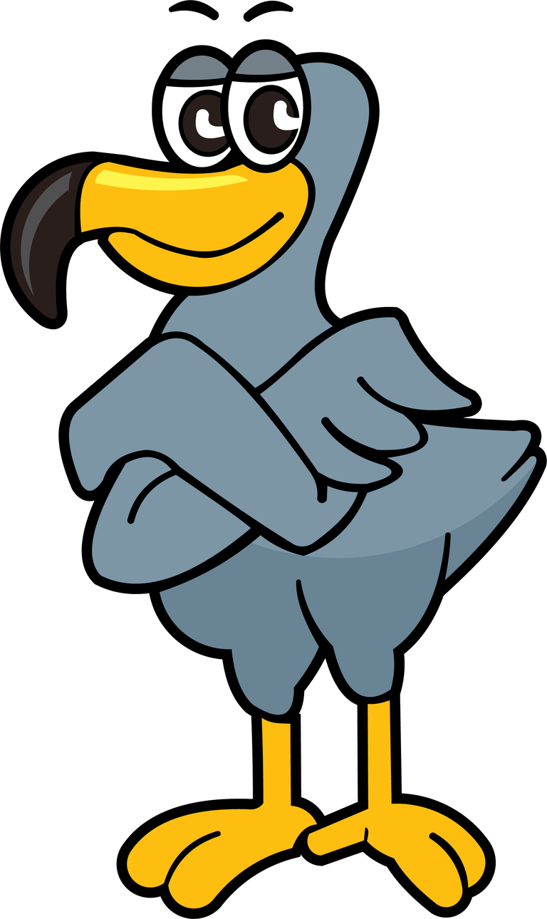 bird dodo cartoon character pose with playful demeanor and friendly charm for various projects