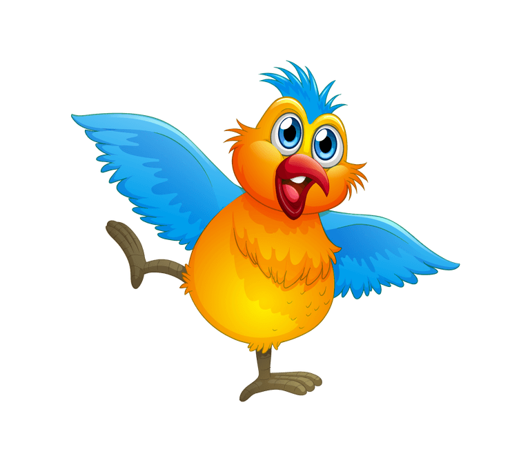 bird many wild animals forest featuring a cheerful cartoon bird in vibrant colors