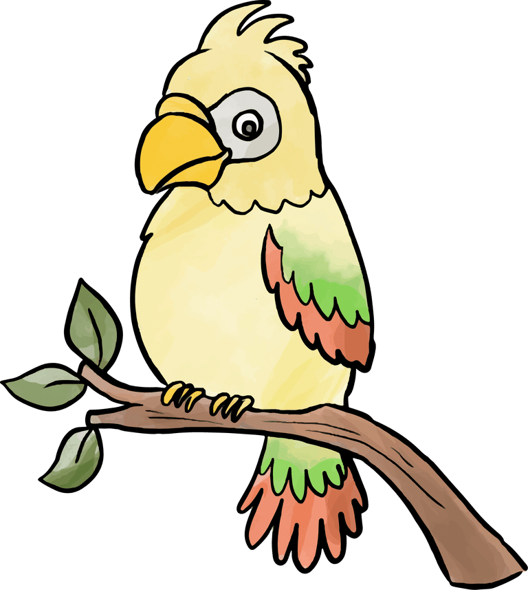 bird variety different pets perched on a colorful branch for cheerful decor