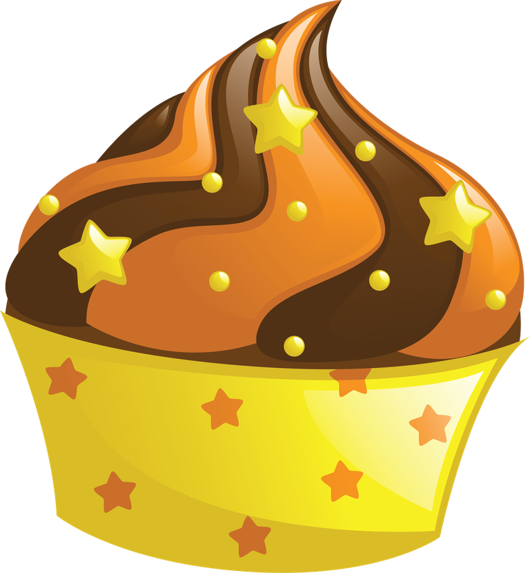 birthday birthday design element set featuring a delicious cupcake with stars and swirls