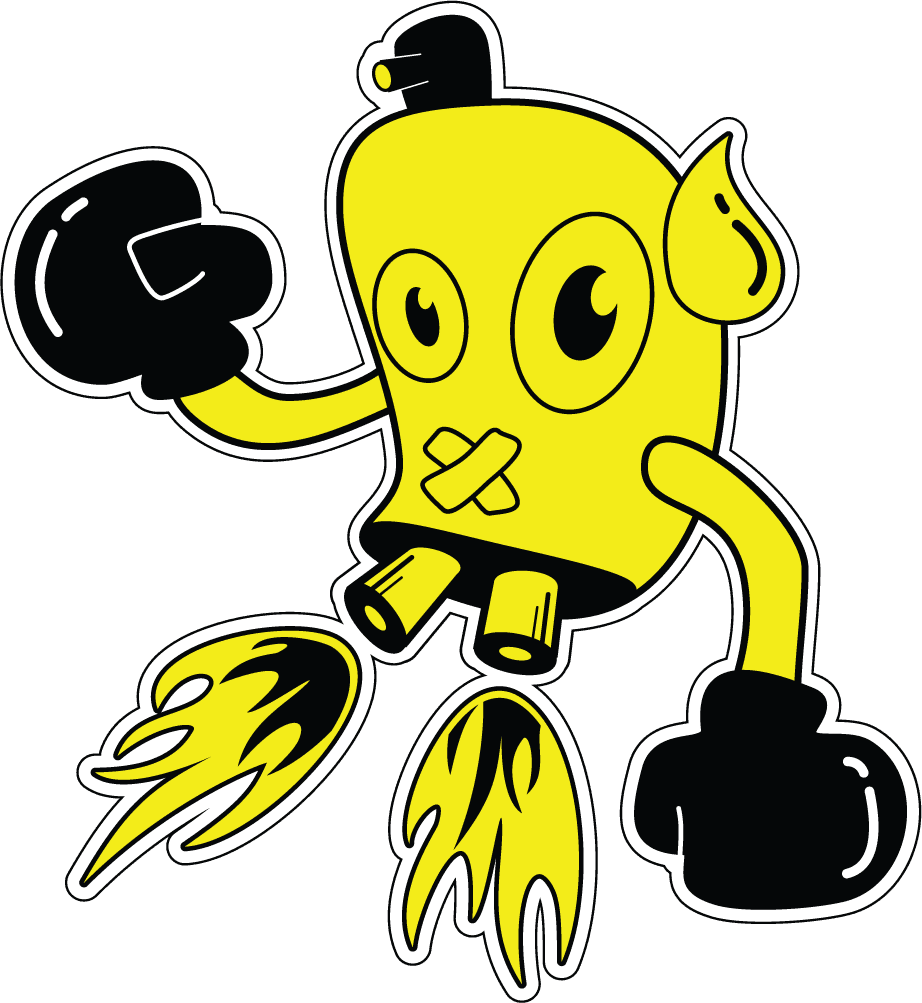 black and yellow comic characters stickers