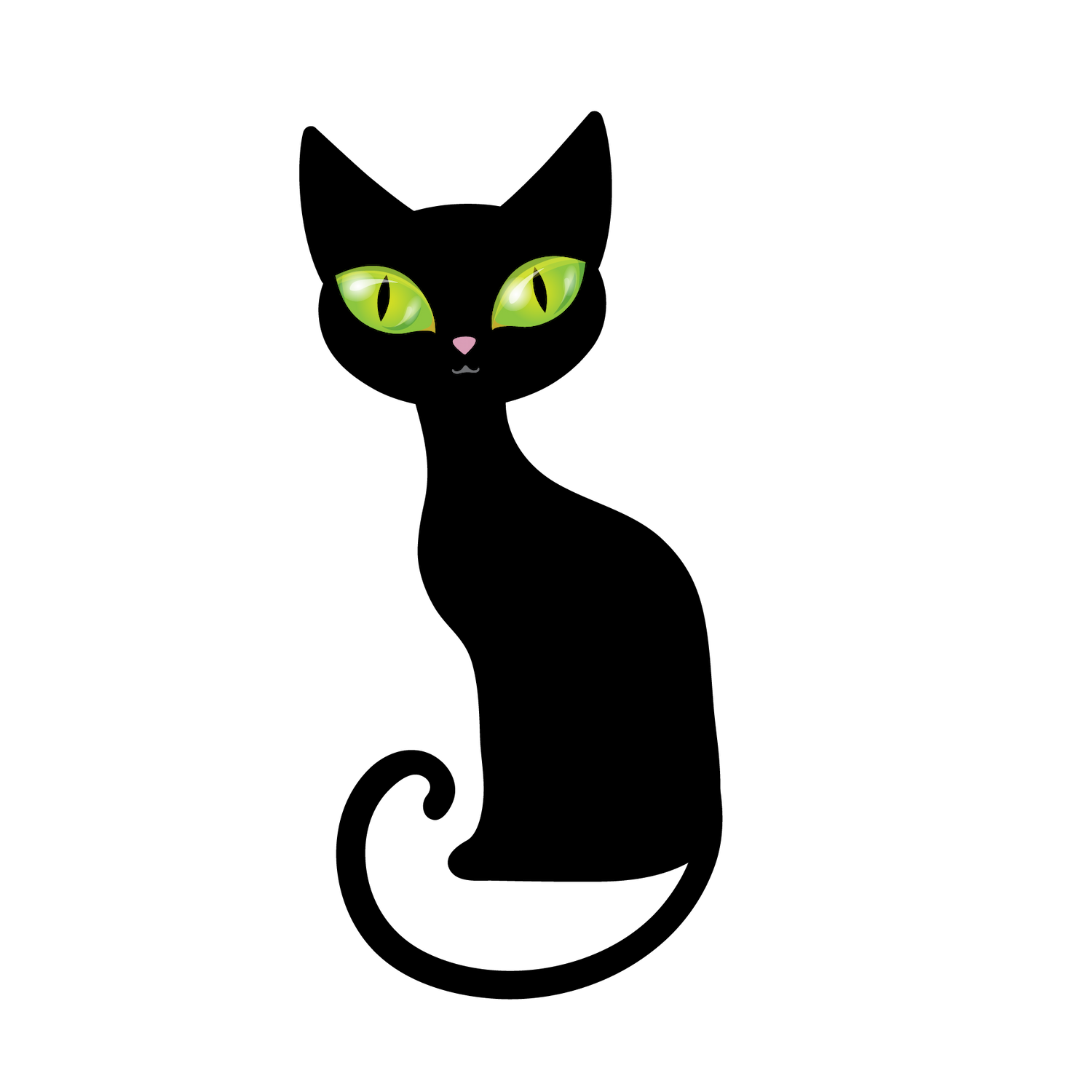 black cat with green eyes illustration