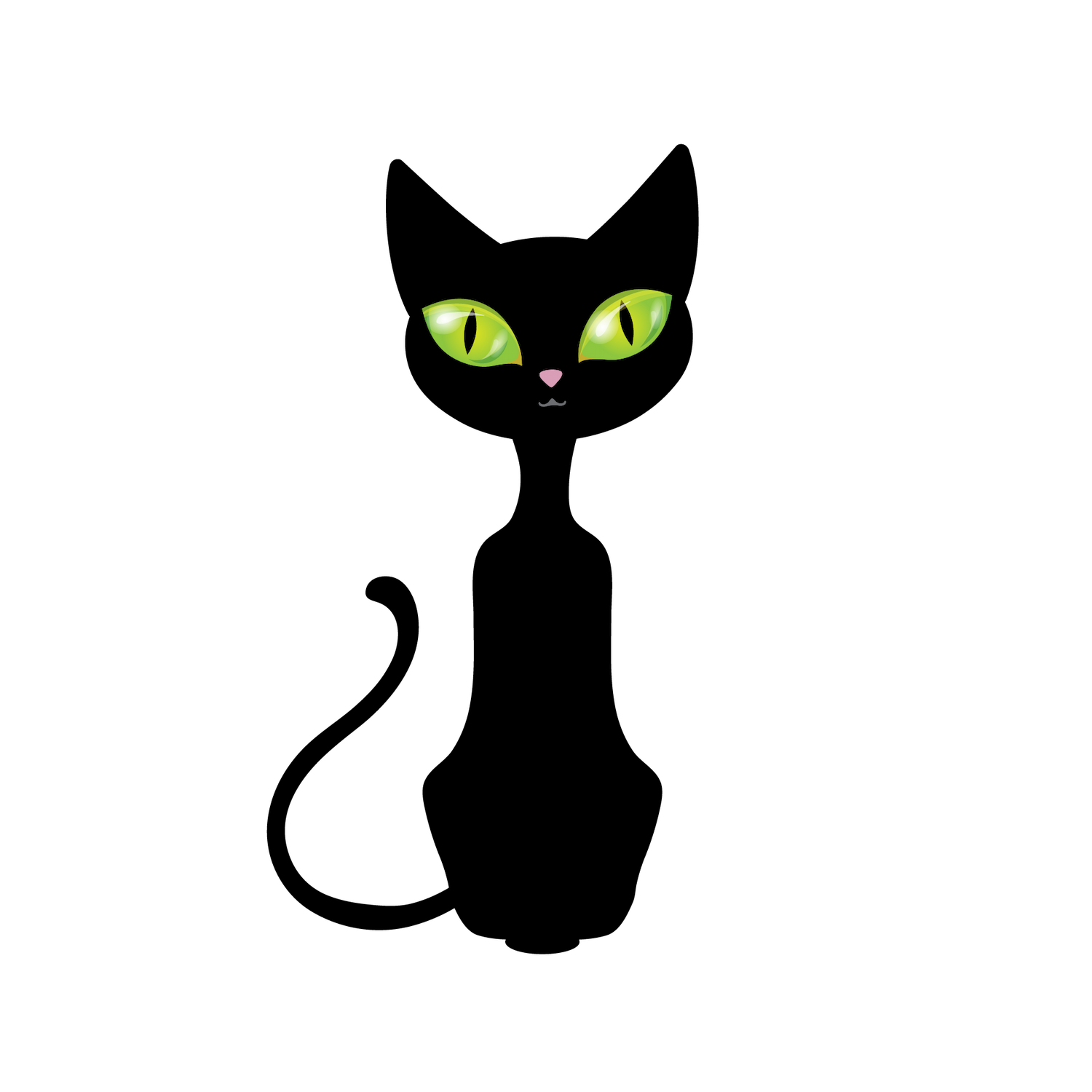 black cat with green eyes illustration