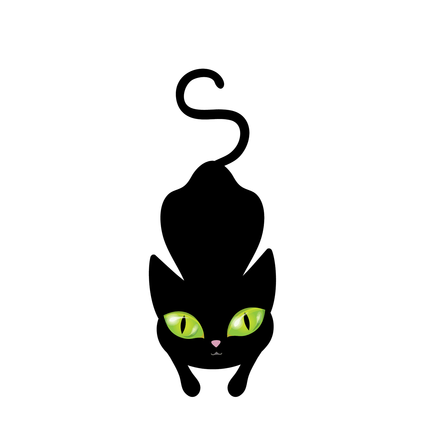 black cat with green eyes illustration