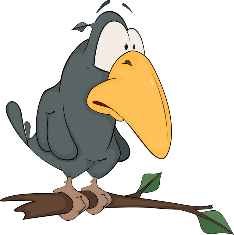 black crows funny crow cartoon character perched on a branch with exaggerated features