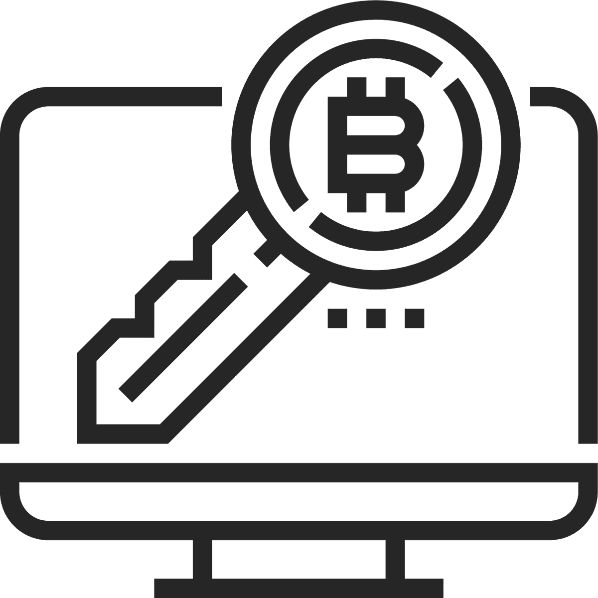 black line cryptocurrency icon for secure digital transactions and online investments