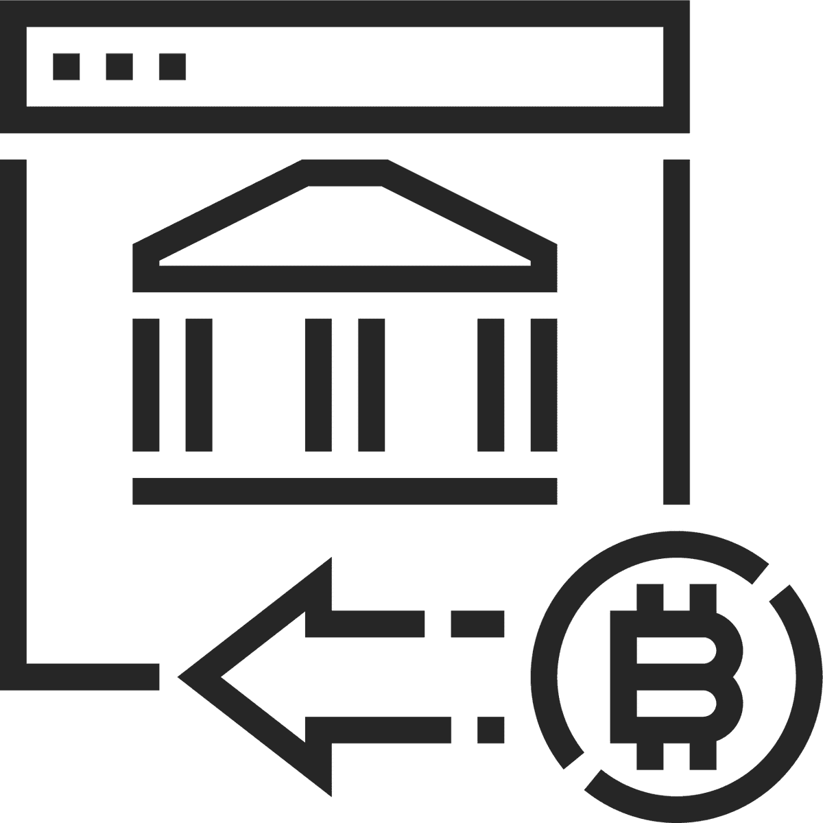 black line cryptocurrency icon for secure transactions and digital finance management