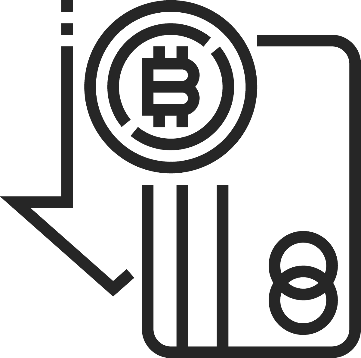 black line cryptocurrency icon representing digital payments and transactions for modern finance