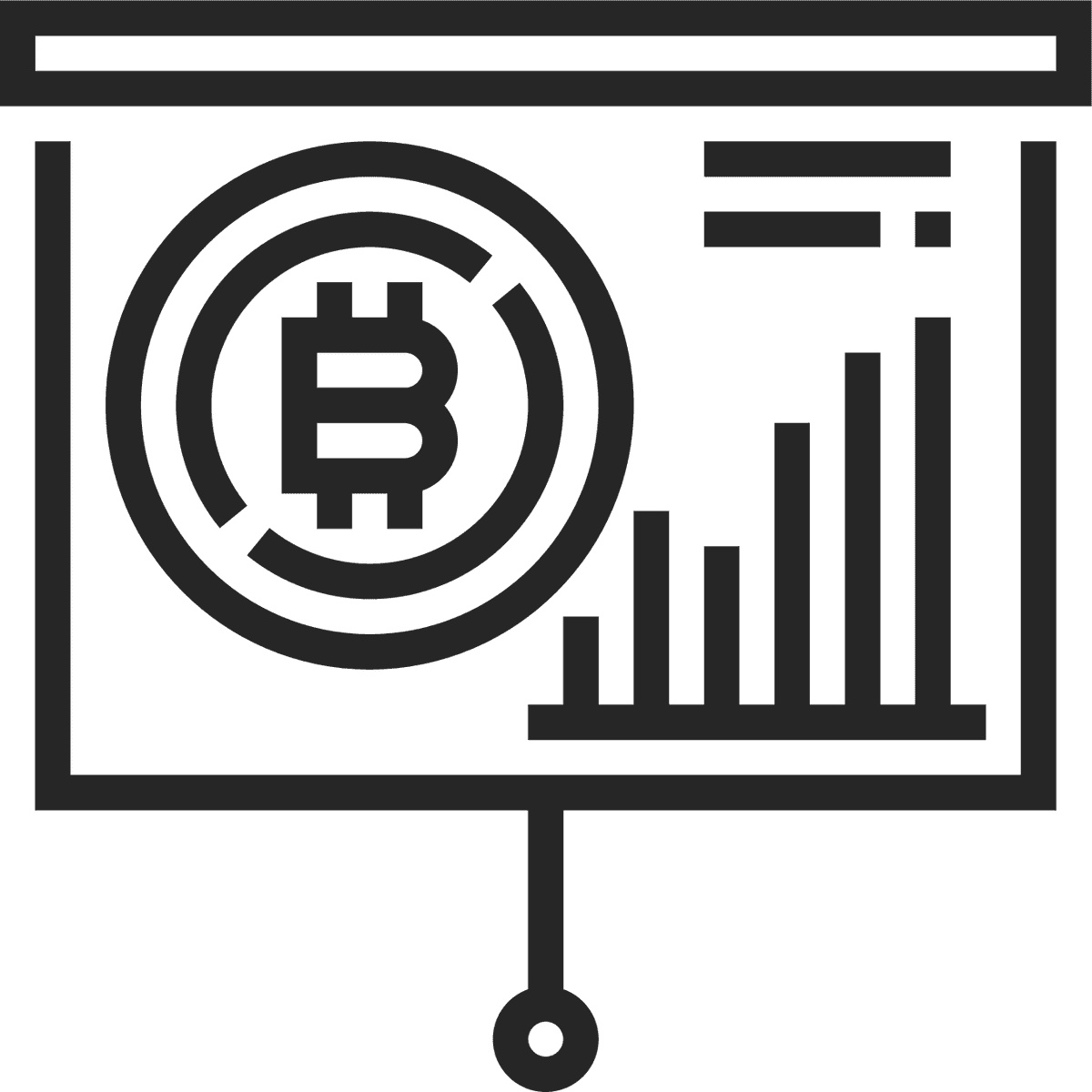 black line cryptocurrency icon for financial growth presentations and analytics tools