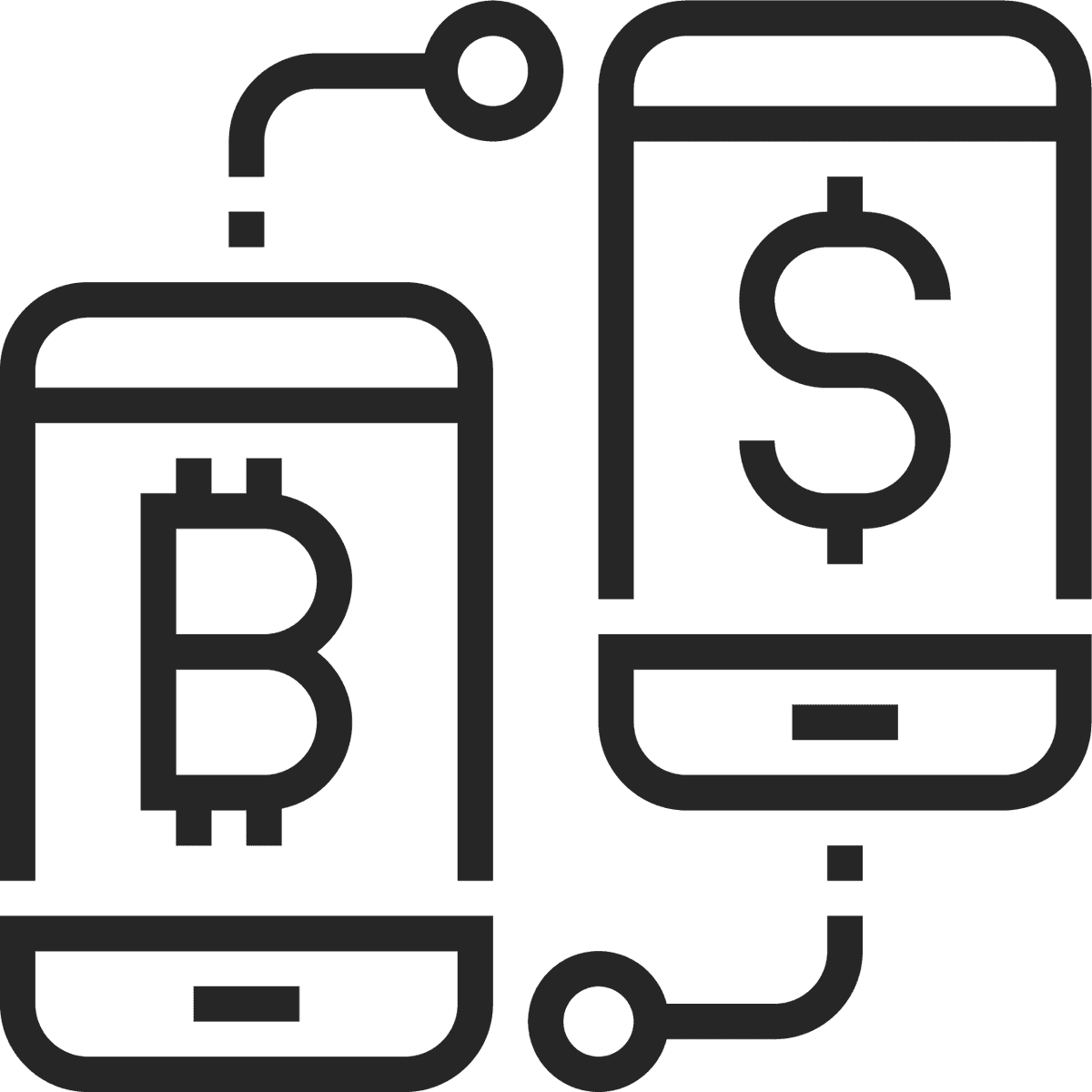 black line cryptocurrency icon for mobile payment transactions in finance applications