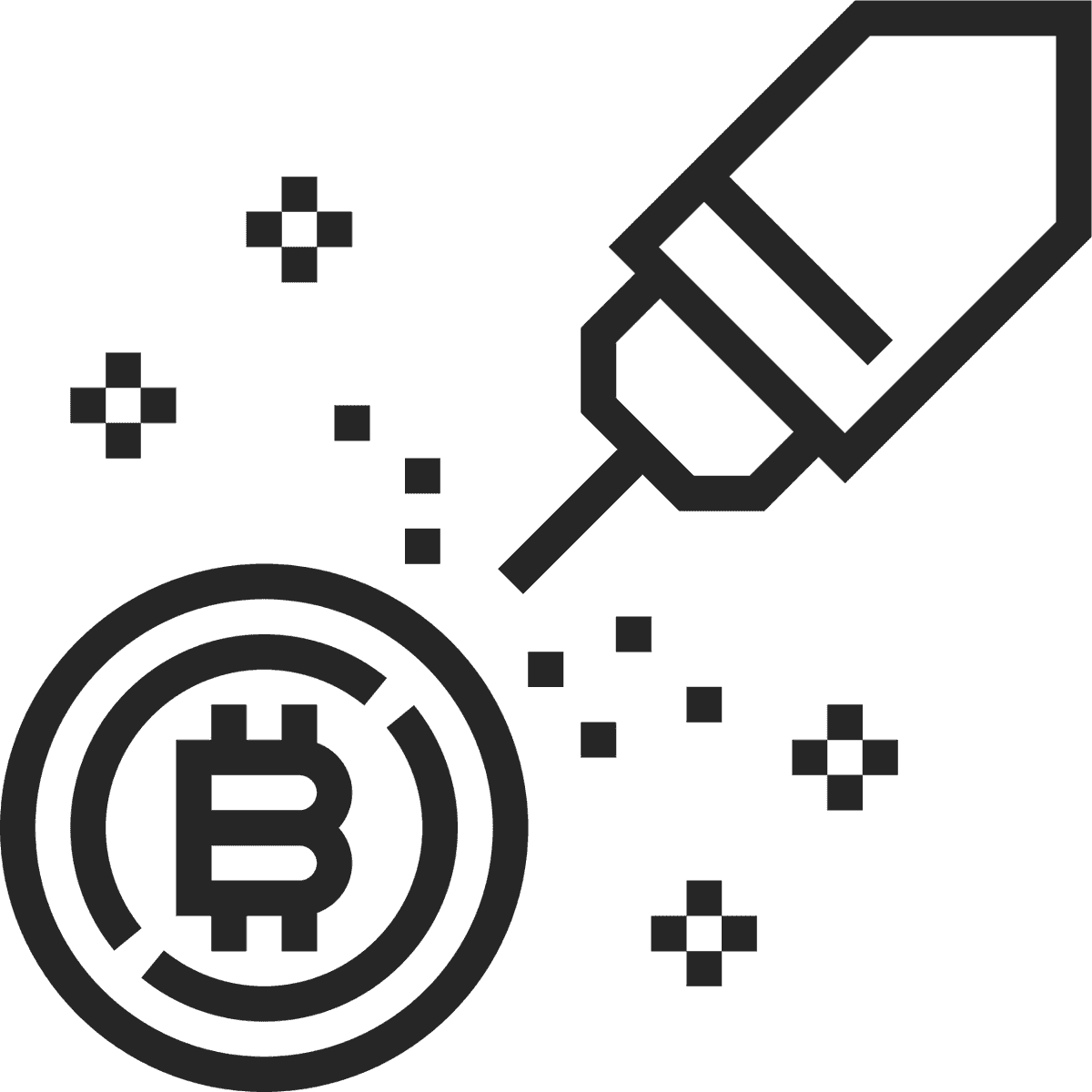 black line cryptocurrency icon illustrating digital payment with innovative technology advantages