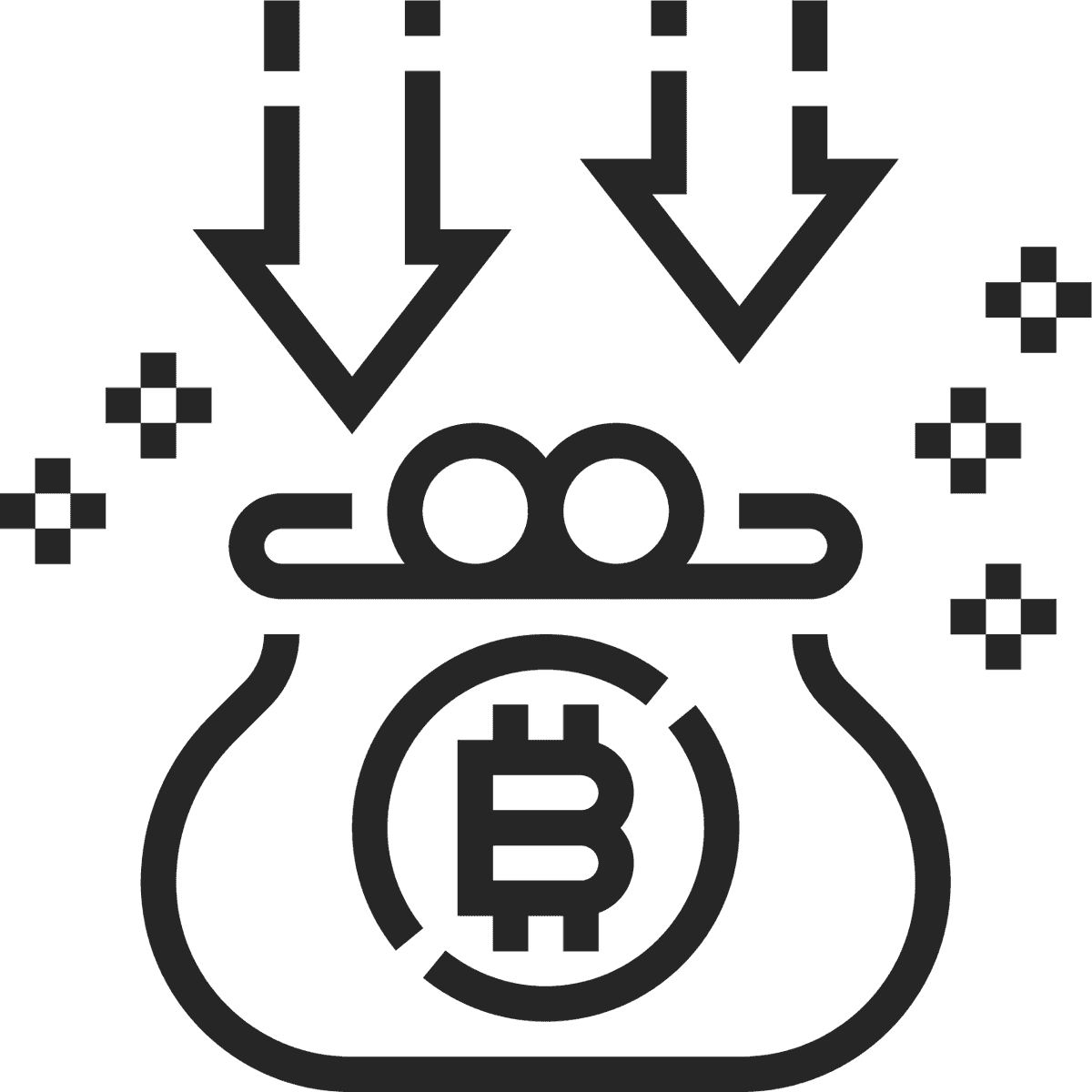 black line cryptocurrency icon for secure digital wallet transactions and asset management