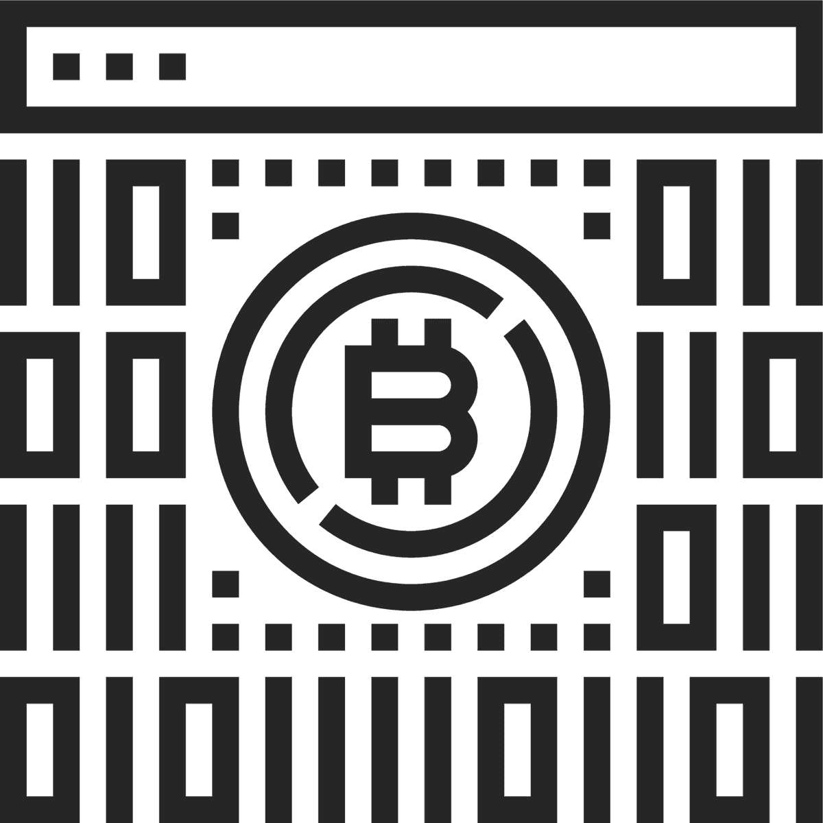 black line cryptocurrency icon representing digital currency transactions and security features