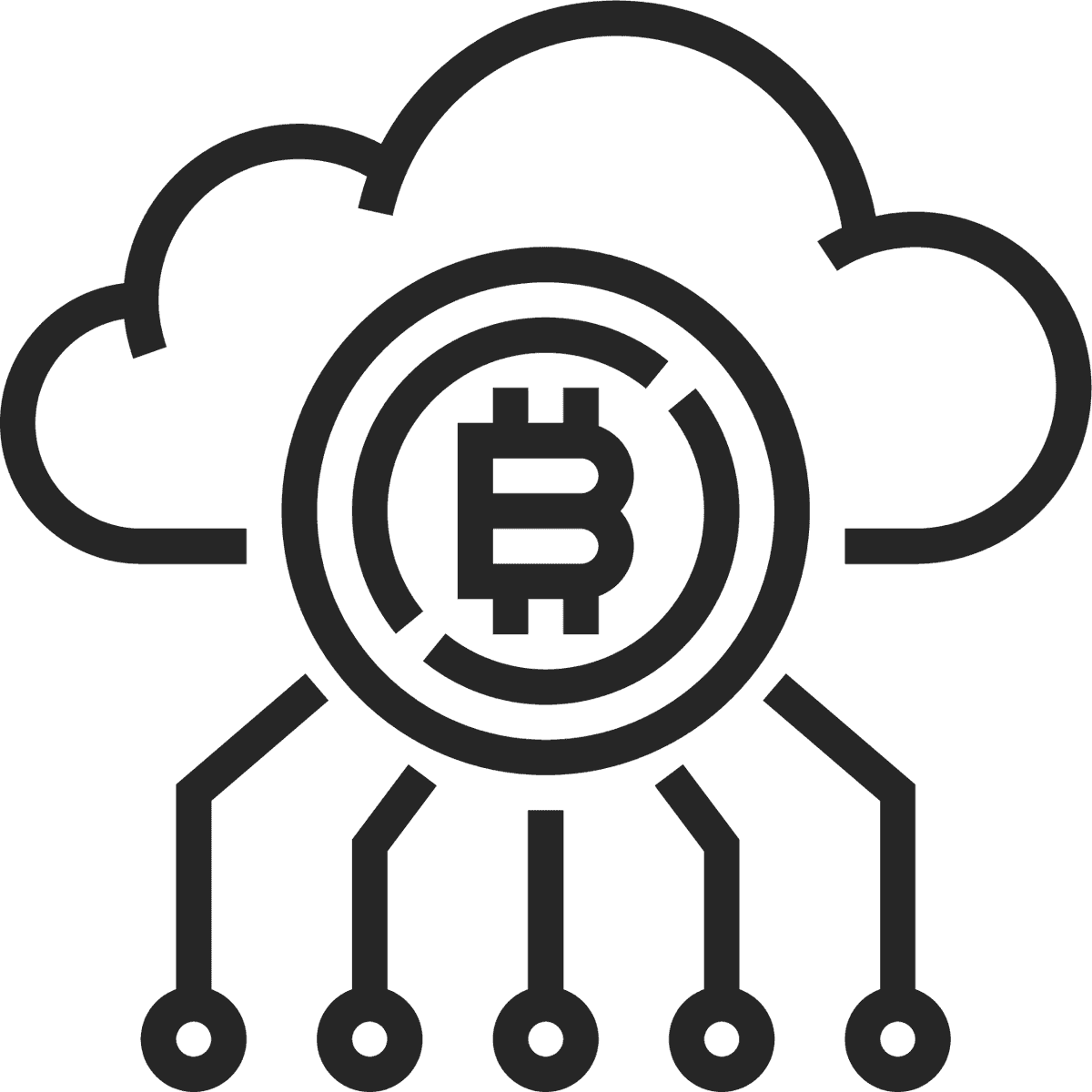 black line cryptocurrency icon for secure digital transactions in cloud computing environments