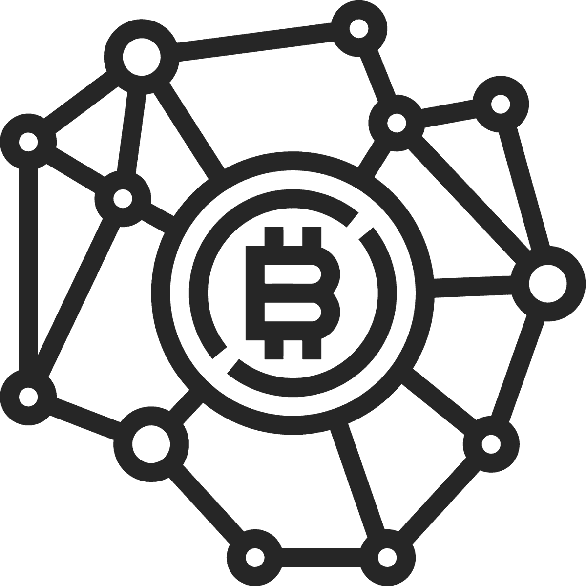 black line cryptocurrency icon illustrating blockchain technology for digital finance applications