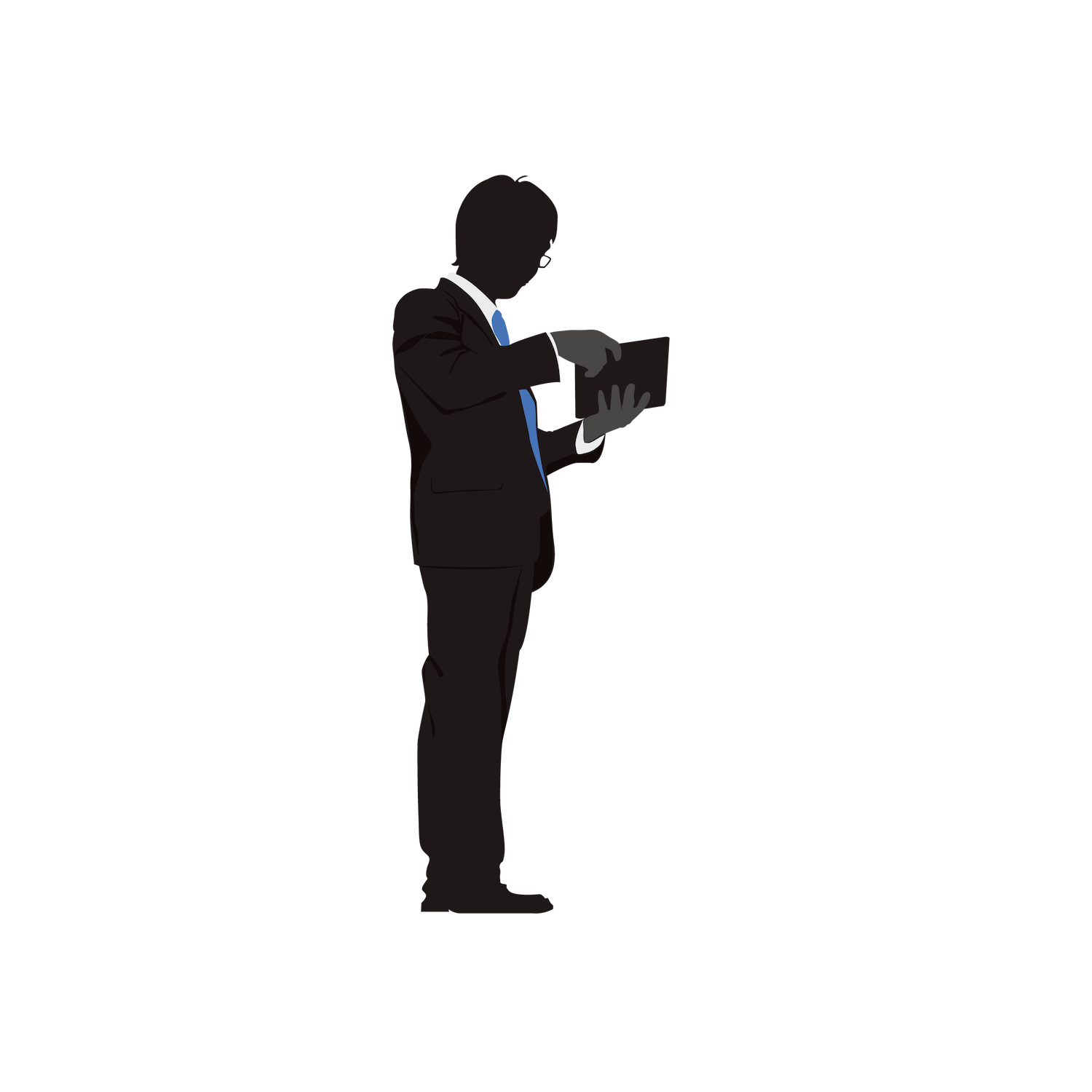 black standing business man in suit