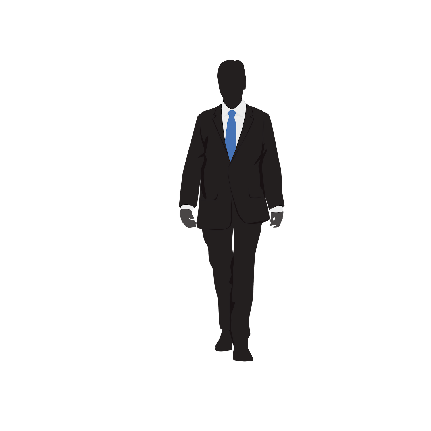 black standing business man in suit