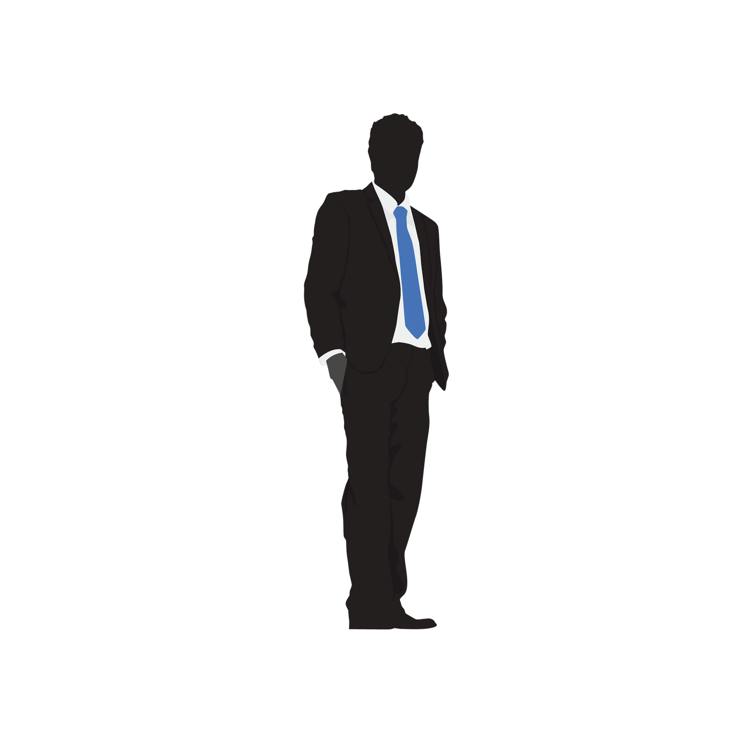 black standing business man in suit