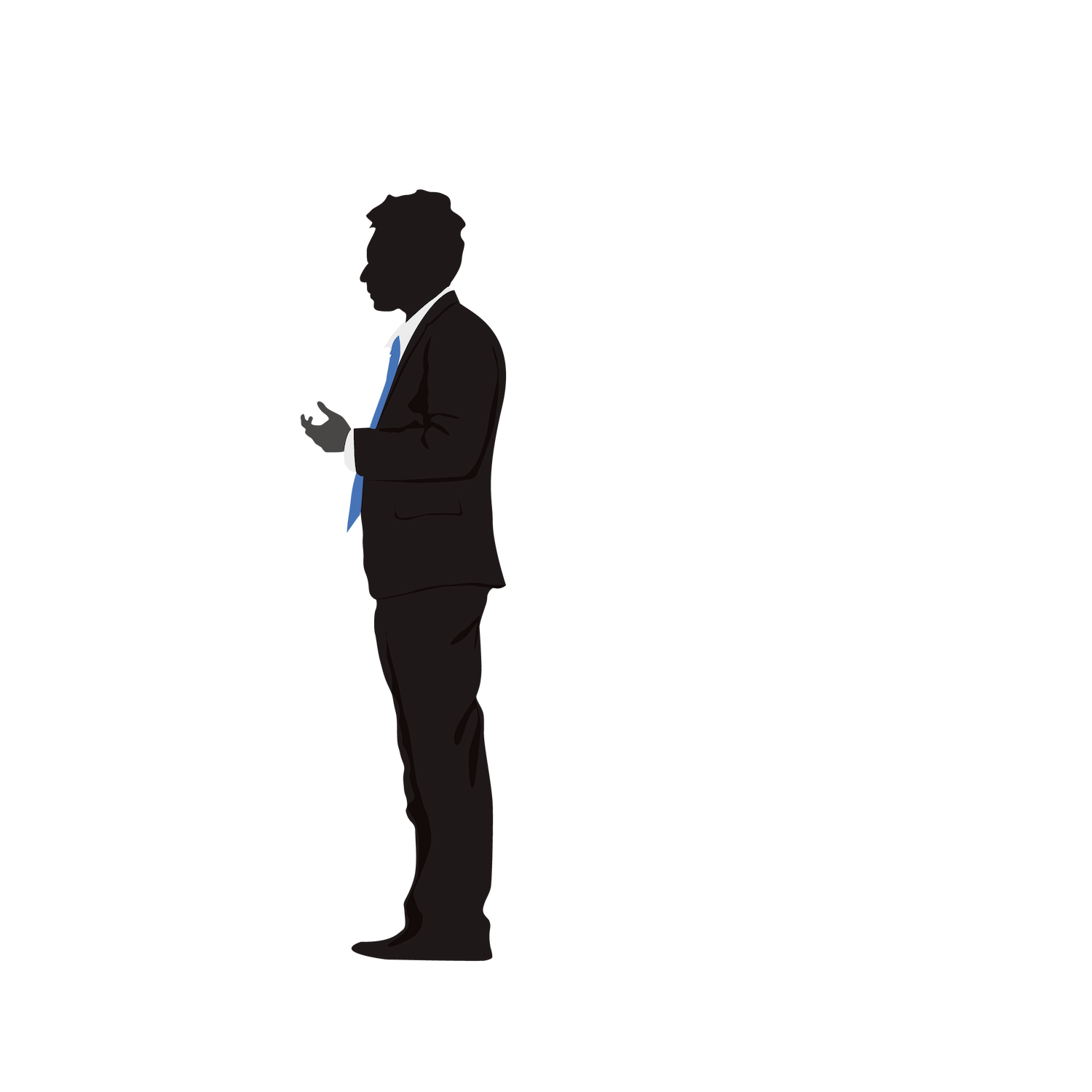 black standing business man in suit
