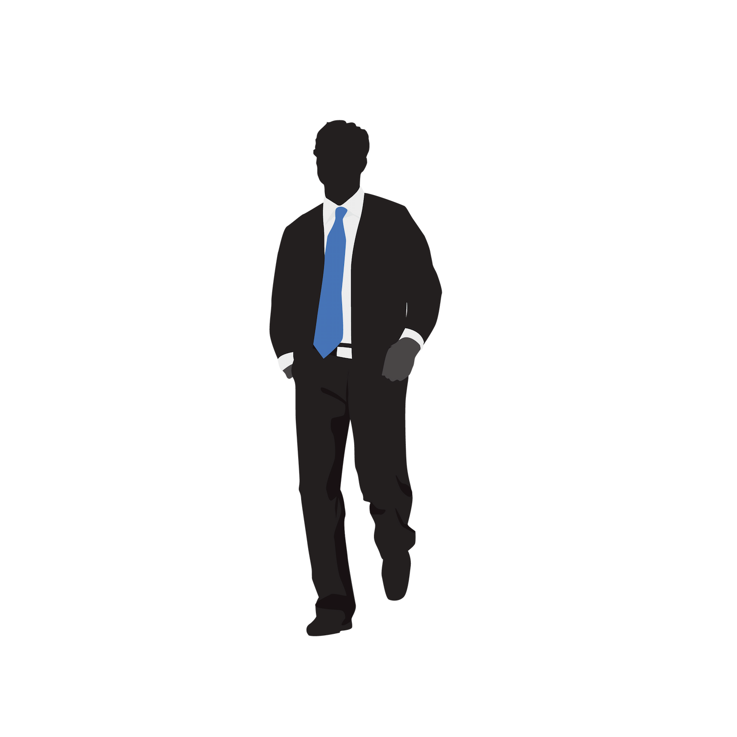 black standing business man in suit