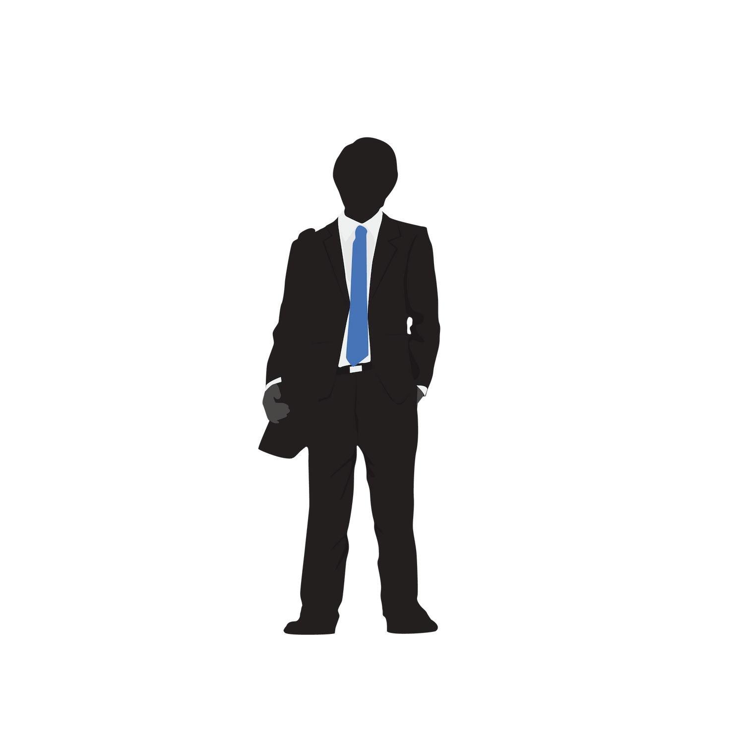 black standing business man in suit