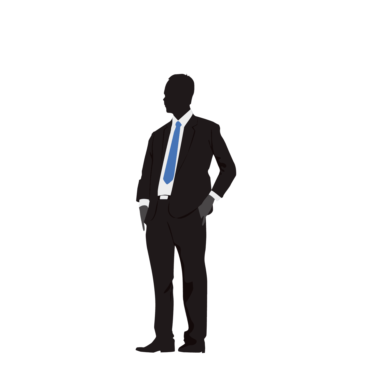 black standing business man in suit