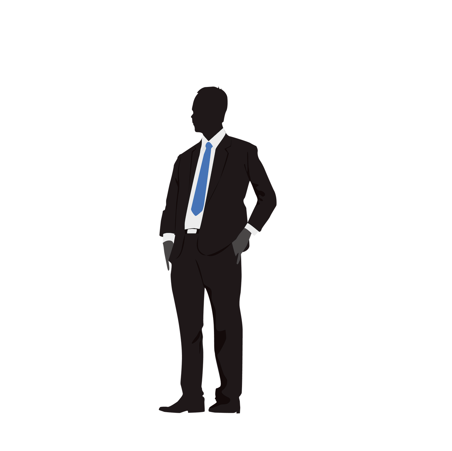 black standing business man in suit