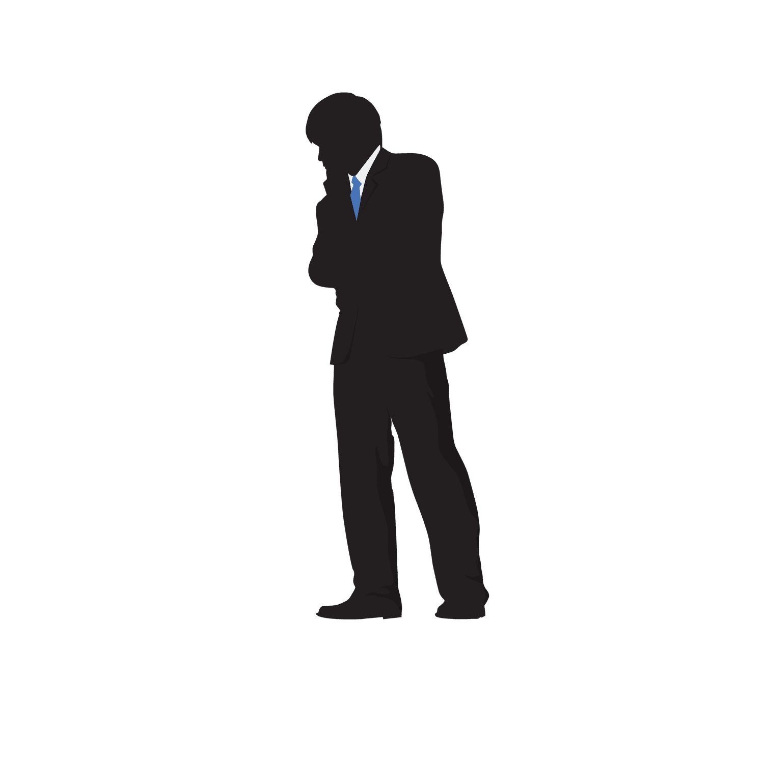 black standing business man in suit