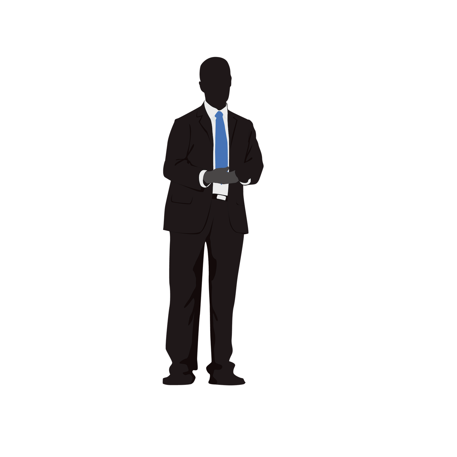 black standing business man in suit